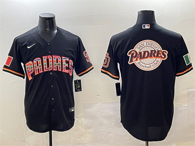 Men's San Diego Padres Team Big Logo Black Mexico Cool Base Stitched Baseball Jersey